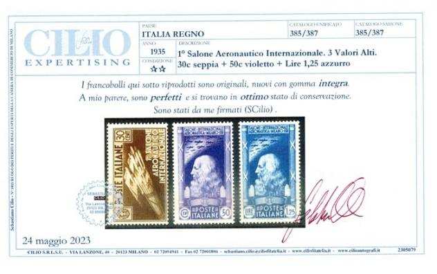 Italia Regno 1935 - Congresso aeronautico 4 valori - sassone NN. 384387