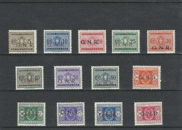 Italia Regno 1944 - Segnatasse G.N.R. 13V - Segnatasse con sovrastampa G.N.R. 13v (tiratura mista BS-VE)