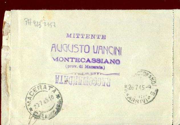 Italia Regno 1945 - Intero postale cent 50 con affrancatura aggiuntiva comprendente cent 50 soprastampato quotPMquot