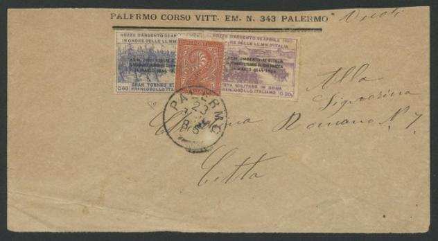 Italia Regno - Busta con francobolli privati allestiti a Palermo nel 1893 per le nozze di Umberto I-Diena