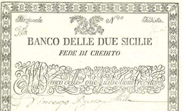 Italia, Regno delle due Sicilie. - 1.000 Ducati 1844 - Regno delle Due Sicilie - Banco delle due Sicilie Cassa di Corte Rame Fede di credito