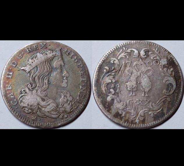 Italia, Regno di Napoli. Carlo II di Spagna (1665-1700). Tarigrave da 20 Grana 1700 - data rara