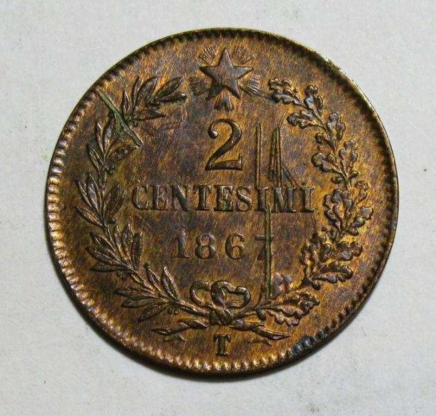 Italia, Regno drsquoItalia. 2 Centesimi 1867 - Torino