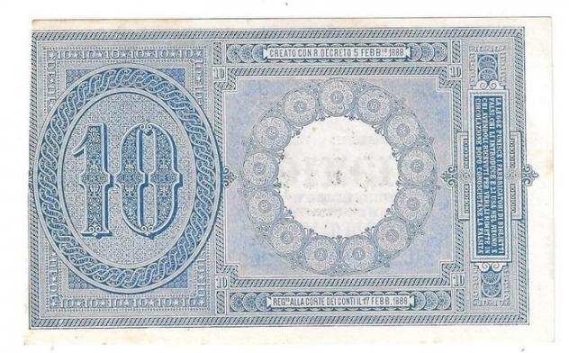 Italia, Regno drsquoItalia. Lire 10 Biglietto di Stato Fds 1902