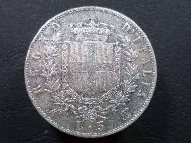 Italia, Regno drsquoItalia. Vittorio Emanuele II di Savoia (1861-1878). 5 Lire 1864 - Napoli