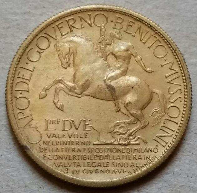 Italia, Regno drsquoItalia. Vittorio Emanuele III di Savoia (1900-1946). 2 Lire 1928 quotEsposizione Milanoquot