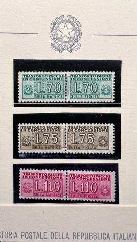 Italia Repubblica 1953 - Cartoncino con dei francobolli nuovi senza Linguetta