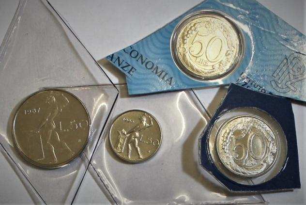Italia, Repubblica Italiana. 50 Lire 19682001 FDC (Serie completa di 34 monete)