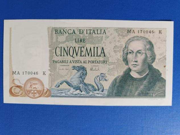 Italia. , Repubblica Italiana- Bellissima Banconota 5.000 lire Colombo II tipo