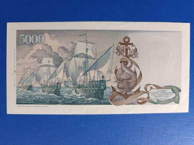Italia. , Repubblica Italiana- Bellissima Banconota 5.000 lire Colombo II tipo
