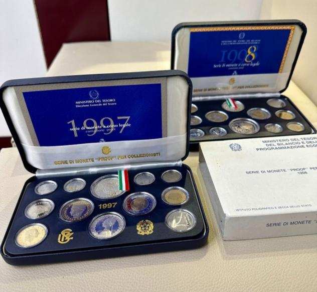 Italia, Repubblica Italiana. Serie divisionale 19971998 (2 Set) Proof con argento