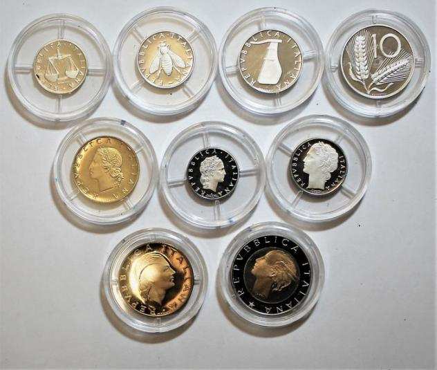 Italia, Repubblica Italiana. Serie tipologica monete da 1 lira a 500 lire 1990 Proof