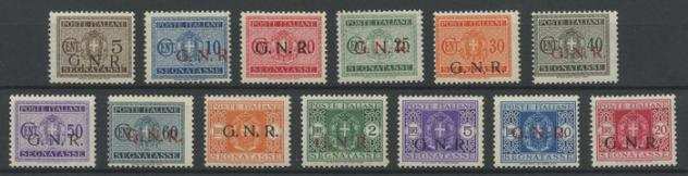 Italia Repubblica Sociale 1944 - Segnatasse del 1934 con soprastampa G.N.R. del I tipo la serie nuova con gomma integra - Sassone n. S2307