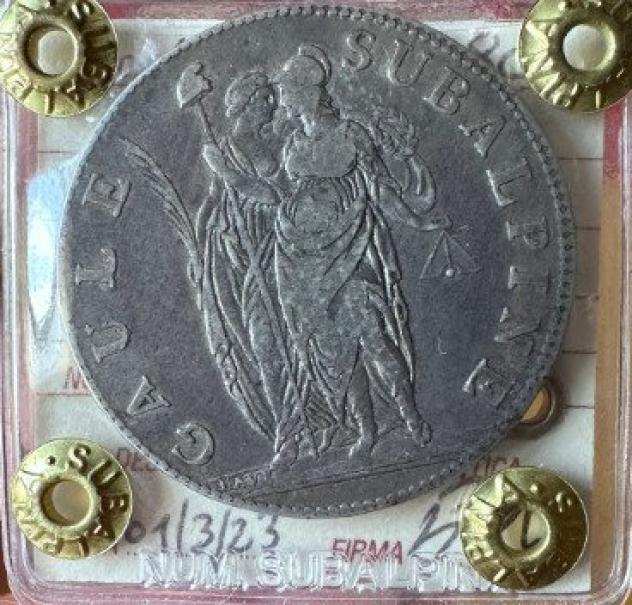 Italia, Repubblica Subalpina. 5 Franchi 1802 (An 10)