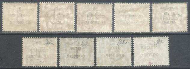 Italia Trento e Trieste 1918 - Segnatasse soprastampati con valore in corone, serie completa di 9 valori. Certificata - Sassone T 19