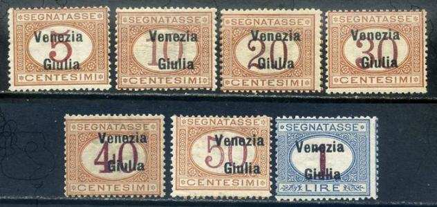 Italia - Venezia Giulia 1918 - Segnatasse, serie completa di 7 valori. Certificato. - Sassone T17