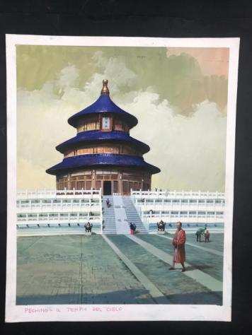 Jacono, Carlo - 1 Original colour drawing - Pechino - Il Tempio del Cielo