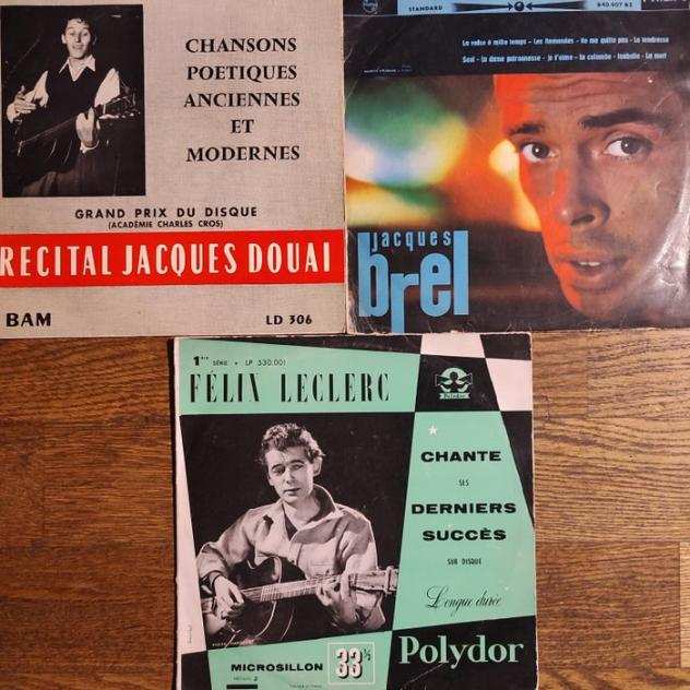 Jacques Brel, Feacutelix Leclerc, Jacques Douai - Very Rare 3 10 LP Album - 1St French Pressing - 19551959 - Album LP (piugrave oggetti) - Prima stampa - 1955