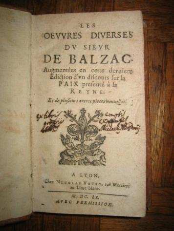 Jean-Louis Guez de Balzac - Les oeuvres diverses du sieur de Balzac - 1660