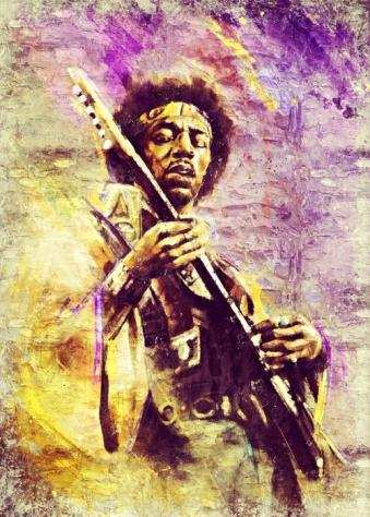 Jimi Hendrix - Oil Edition - High Quality Giclee Art - By artist Andrea Boriani - 55 - XL 70x50 cm