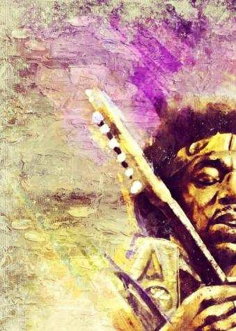 Jimi Hendrix - Oil Edition - High Quality Giclee Art - By artist Andrea Boriani - 55 - XL 70x50 cm