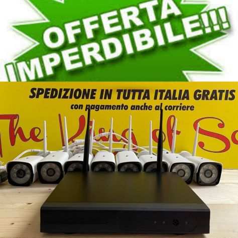 Kit Videosorveglianza wifi 8 telecamere esterne e interneweb apk Spedizione gra