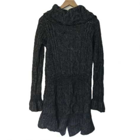 KORKOR Cardigan Nero in Maglia da Donna con Collo Arricciato