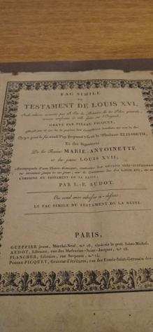 L. - E. Audot - Testamento di Luigi XVI - 1816