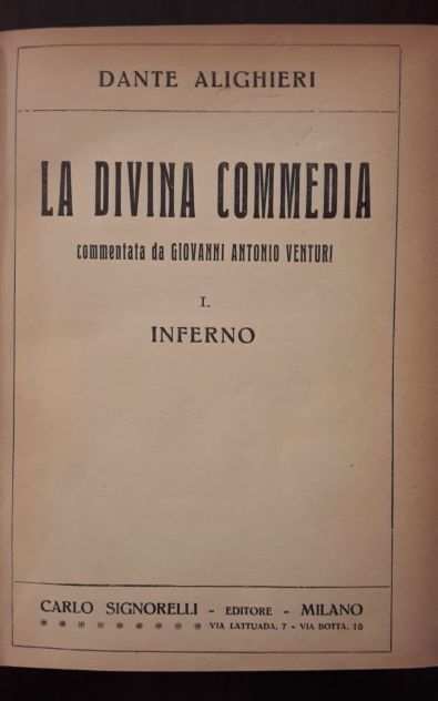 LA DIVINA COMMEDIA, LINFERNO, DANTE ALIGHIERI. CARLO SIGNORELLI 1940-XVIII.