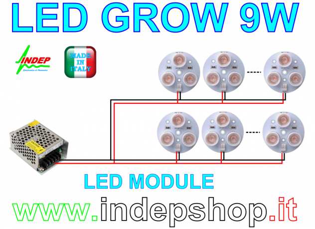Lampada crescita vegetali e piante - LED Grow - Made in Italy
