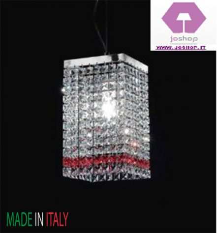 lampadario 1 luce quadrotto cristallo purissimo cromo lucido moderno nuovo ebay