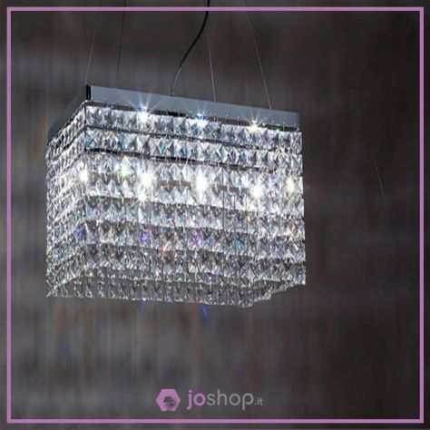 lampadario 3 luci quadrotto cristallo purissimo nuovo cromo lucido moderno ebay