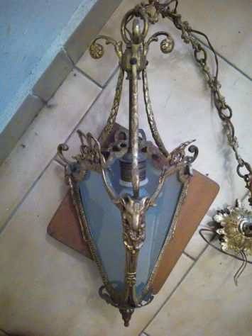 Lampadario in bronzo dorato antico alto90 largo 22