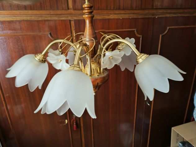 Lampadario sospensione Decorativa in legno vetro