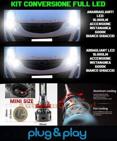 LAMPADE ANABBAGLIANTI  ABBAGLIANTI LED 16.000LM OPEL CORSA D RESTYLING