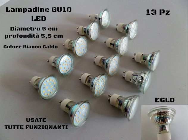 LAMPADINE LED MODELLO GU10 ( lotto da 13 Pz. ) USATE FUNZIONANTI