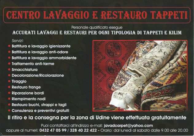 Lavaggio tappeti pulizia e restauro tappeti persiani Cervignano del Friuli