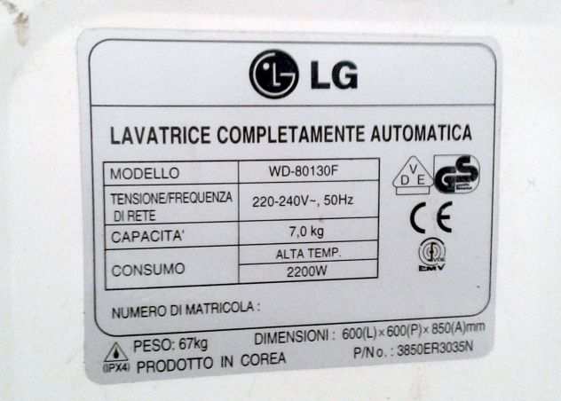 lavatrice LG WD-80130F