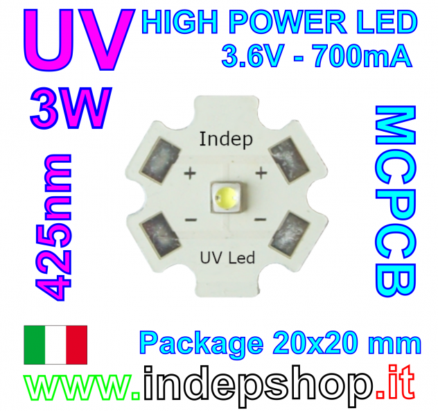 LED UV 425nm 3W - REEF - Acquario