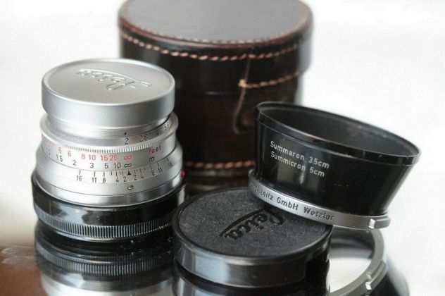 Leica M 35mm 2.0 Summicron argento 8 elementi con paraluce