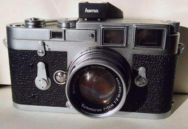 Leica M3 (Buddha ears)  Summicron 5cm f2.0 argento  borsa Leica Fotocamera a telemetro