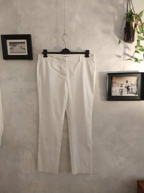 LES COPAINS Pantaloni uomo cotone bianchi, taglio dritto, vita bassa, size 48