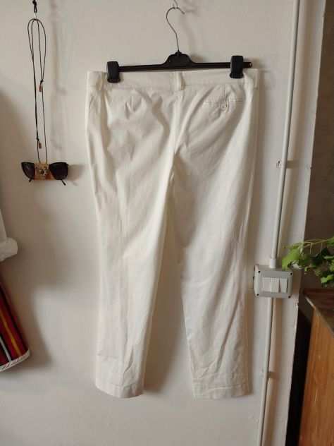 LES COPAINS Pantaloni uomo cotone bianchi, taglio dritto, vita bassa, size 48