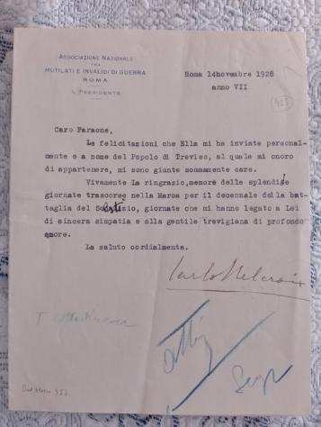 Lettera - Serafino Mazzolini  Carlo Delcroix  Renato Ricci  Dino Alfieri - 4 Lettere con firme autografe di politici fascisti - 1928