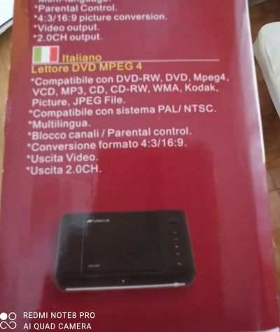 Lettore DV 1200 bianco in ottime condizioni DVD MPEG 4 G PLAYER marca SANSUI