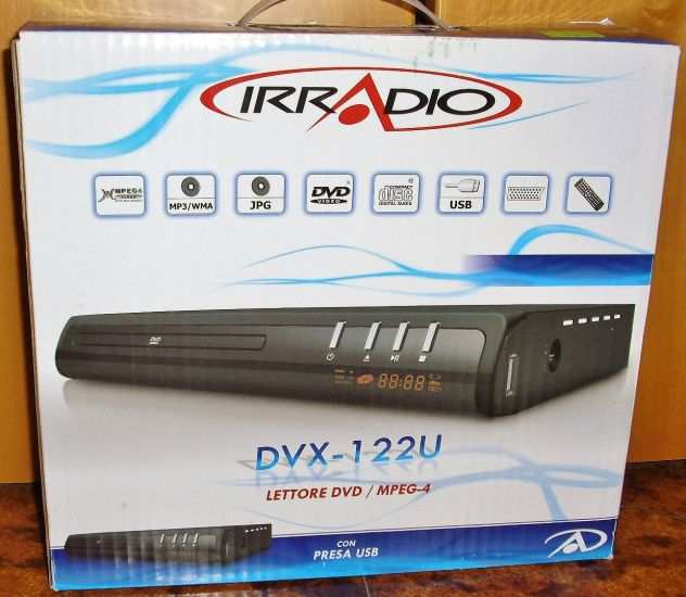 Lettore dvd Dvx Divx Irradio 122-U con presa USB Scart Mpeg-4 nuovo in scatola