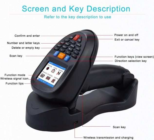 LETTORE SCANNER BARCODE 1D2DQR DISPLAY COLORI WIFI  SPED
