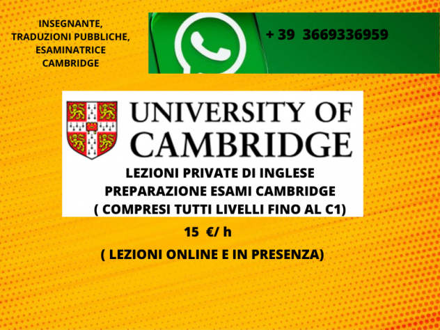 Lezioni Inglese e preparazione esami Cambridge fino a livello C1.