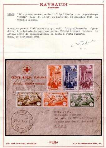 Libia italiana 1941 - serie completa di posta aerea su aerogramma della croce rossa italiana - rarissima e splendida - Sassone ndeg 4651
