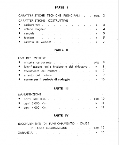Libretto di Istruzione Motore Garelli 70 cc 3 v TIPO 319 E GR